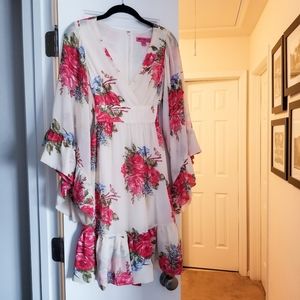 Betsey Johnson bell sleeve floral mini dress